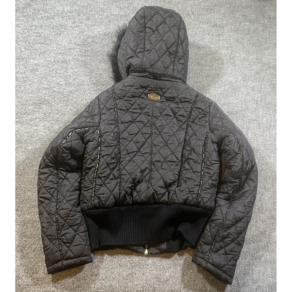 VTG Baby Phat Women's M Quilted Puffer Jacket Faux Fur Babydoll Zip Latch Y2K - Picture 2 of 9